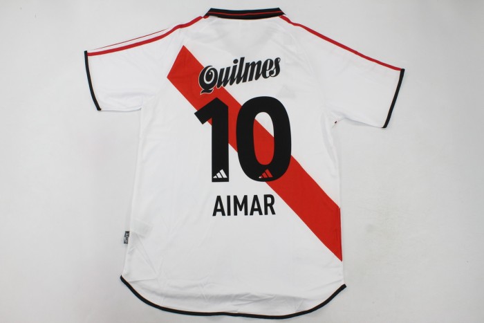 Retro Jersey 2000-2001 River Plate AIMAR 10 Home Soccer Jersey Vintage Football Shirt