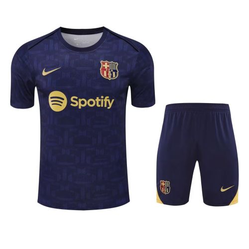 Adult Uniform 2025-2026 Barcelona Dark Blue Soccer Training Jersey and Shorts Football Kits