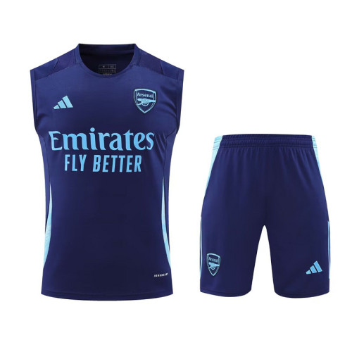 Adult Uniform 2025-2026 Arsenal Dark Blue Soccer Training Vest and Shorts Football Set
