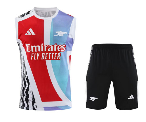 Adult Uniform 2025-2026 Arsenal Red/White/Blue Soccer Training Vest and Shorts Football Set