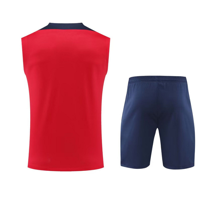 Adult Uniform 2025-2026 Atletico Madrid Red Soccer Training Vest and Shorts Football Set