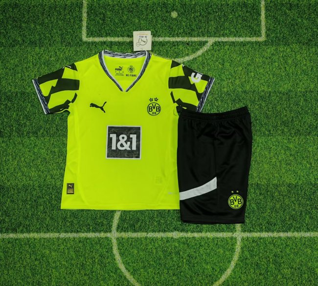Youth Uniform Kids Kit Borussia Dortmund 2025-2026 Home Soccer Jersey Shorts BVB Child Football Set