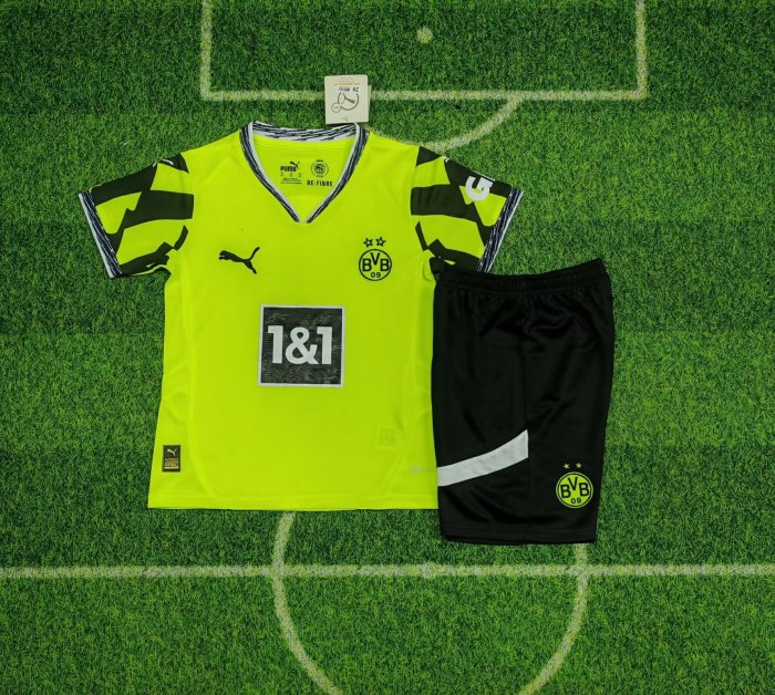Youth Uniform Kids Kit Borussia Dortmund 2025-2026 Home Soccer Jersey Shorts BVB Child Football Set