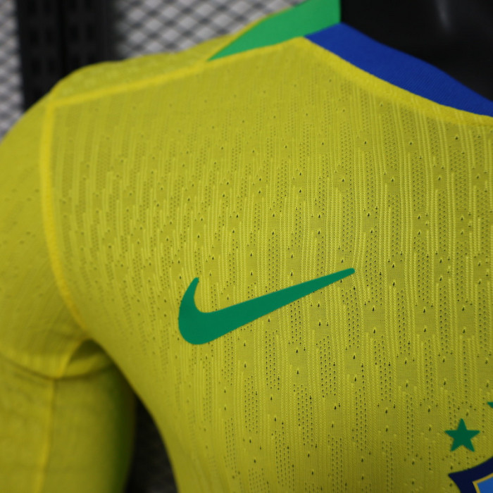 Long Sleeve Player Version 2025 Brazil Home Soccer Jersey Brasil Football Shirt