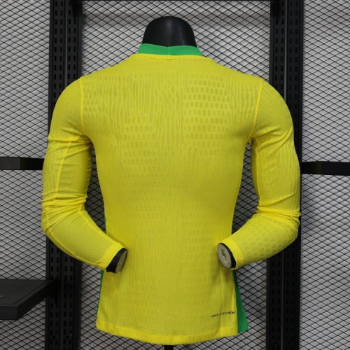 Long Sleeve Player Version 2025 Brazil Home Soccer Jersey Brasil Football Shirt