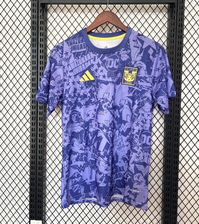 Fan Version 2025-2026 Tigres UANL Purple Soccer Training Jersey Football Pre-match Top