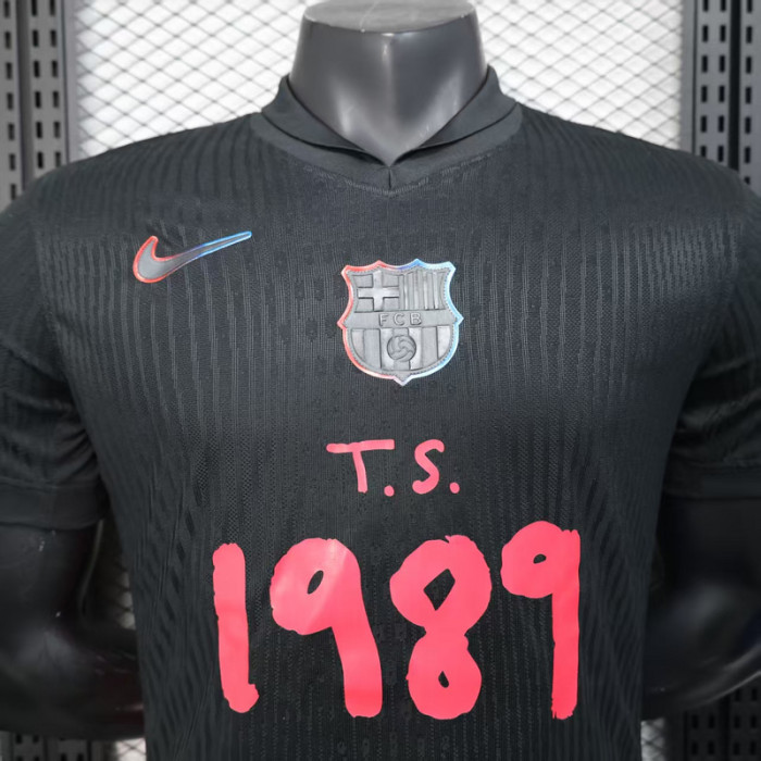 Barca Camisetas de Futbol Player Version 2024-2025 Barcelona T.S. 1989 Version Away Black Soccer Jersey