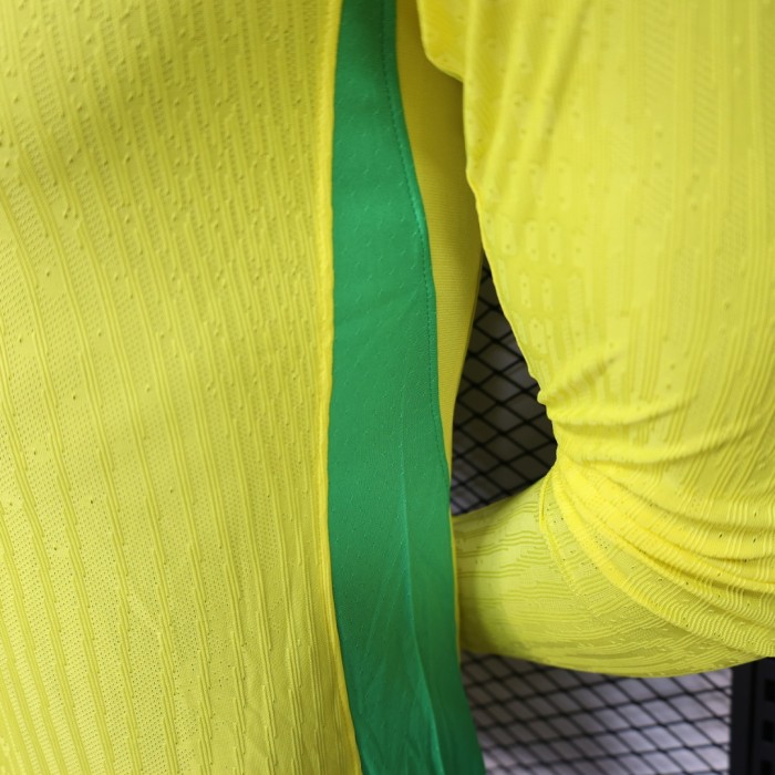 Long Sleeve Player Version 2025 Brazil Home Soccer Jersey Brasil Football Shirt