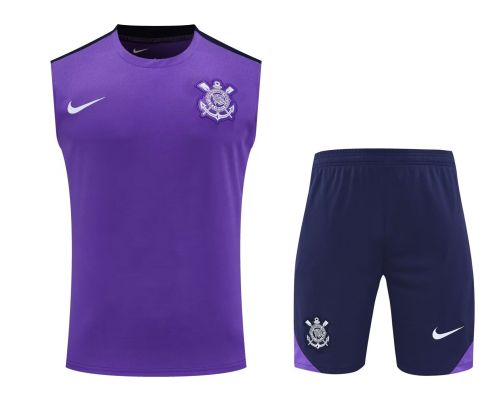 Adult Uniform 2025-2026 Corinthians Purple Soccer Training Vest and Shorts Football Set
