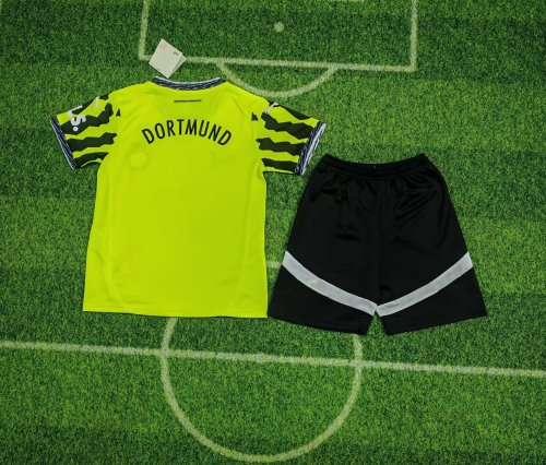 Youth Uniform Kids Kit Borussia Dortmund 2025-2026 Home Soccer Jersey Shorts BVB Child Football Set
