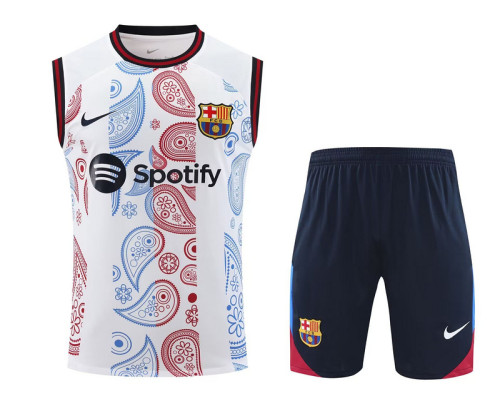 Adult Uniform 2025-2026 Barcelona White/Red/Blue Soccer Training Vest and Shorts Football Set
