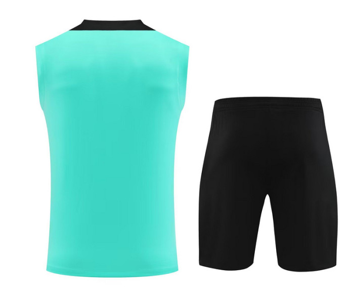 Adult Uniform 2025-2026 Atletico Madrid Green Soccer Training Vest and Shorts Football Set