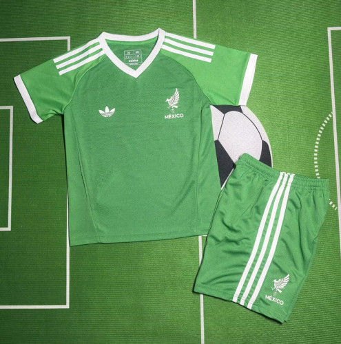 Youth Uniform Kids Kit 2025 Mexico Green Soccer Training Jersey Shorts Child Football Set