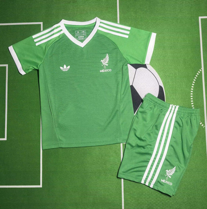 Youth Uniform Kids Kit 2025 Mexico Green Soccer Training Jersey Shorts Child Football Set