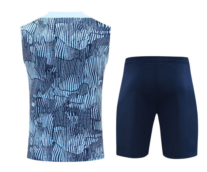Adult Uniform 2025-2026 PSG Dark Blue Soccer Training Vest and Shorts Paris Football Set