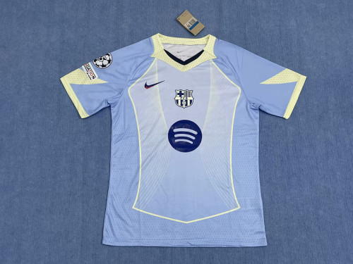 with UCL Patch Barca Camisetas de Futbol Fans Version 2025-2026 Barcelona Blue Special Edition Soccer Jersey