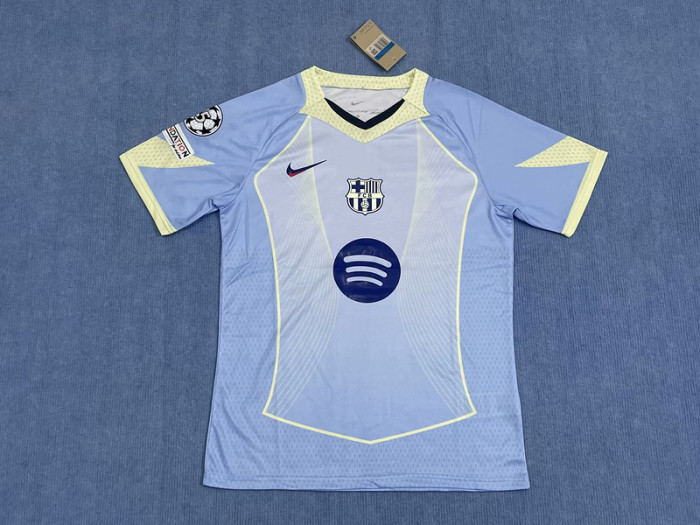with UCL Patch Barca Camisetas de Futbol Fans Version 2025-2026 Barcelona Blue Special Edition Soccer Jersey