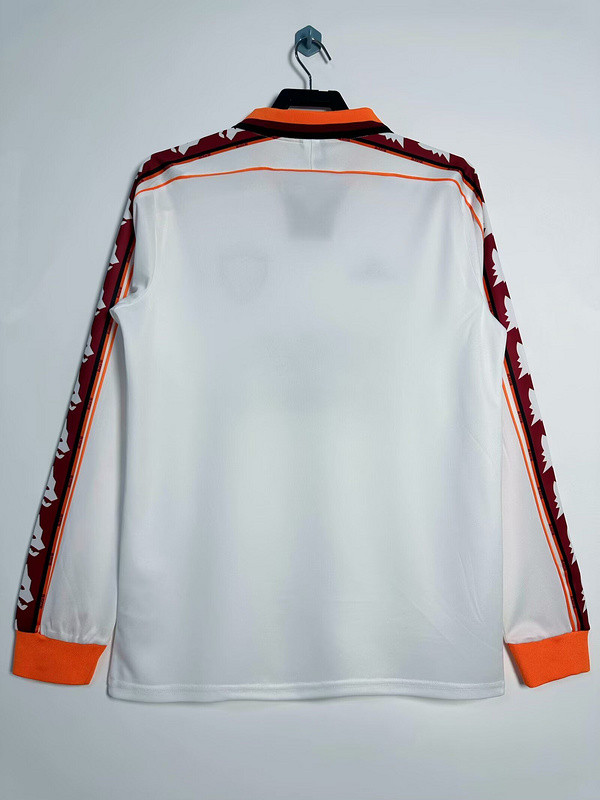 Retro Jersey Long Sleeve As Roma 1998-1999 Away White Soccer Jersey Vintage Football Shirt