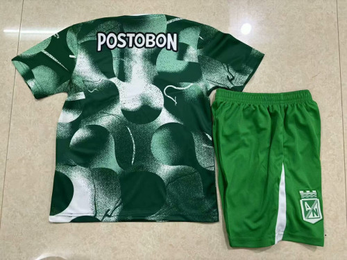 Youth Uniform Kids Kit 2025-2026 Atletico Nacional Green/White Soccer Training Jersey Shorts Child Football Set