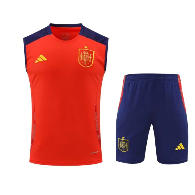 Adult Uniform 2025-2026 Spain Red Soccer Training Vest and Shorts Football Set