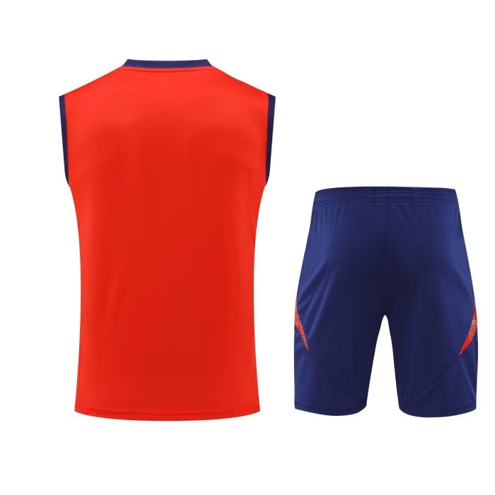 Adult Uniform 2025-2026 Spain Red Soccer Training Vest and Shorts Football Set