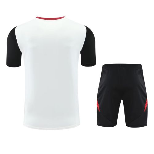 Adult Uniform 2025-2026 Manchester United White/Red/Black Soccer Training Jersey and Shorts Football Kits