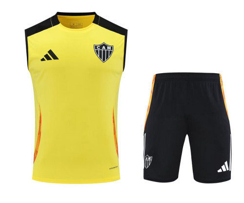 Adult Uniform 2025-2026 Atletico mineiro Yellow Soccer Training Vest and Shorts Football Set