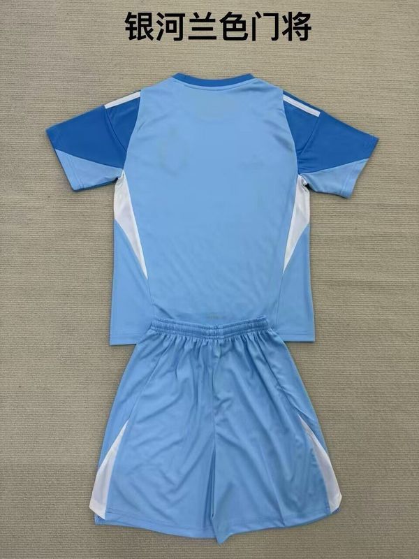 Youth Uniform Kids Kit 2025-2026 Los Angeles Galaxy Blue Goalkeeper Soccer Jersey Shorts Child Football Set