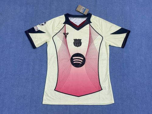 with UCL Patch Barca Camisetas de Futbol Fans Version 2025-2026 Barcelona Yellow/Pink Special Edition Soccer Jersey