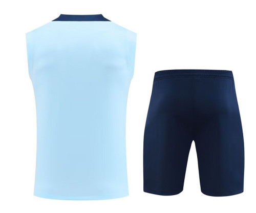 Adult Uniform 2025-2026 PSG Light Blue Soccer Training Vest and Shorts Paris Football Set