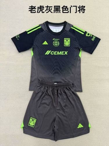 Adult Uniform 2025-2026 Tigres UANL Black Goalkeeper Soccer Jersey Shorts Men's Football Kit