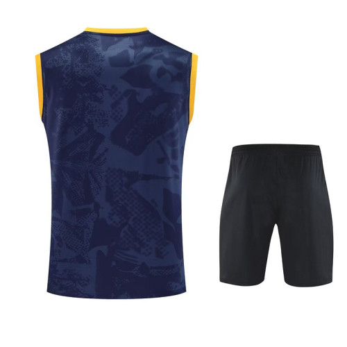 Adult Uniform 2025-2026 Inter Milan Dark Blue/Yellow Soccer Training Vest and Shorts Football Set