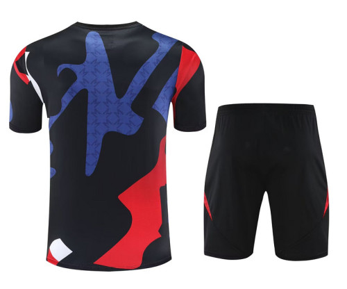 Adult Uniform 2025-2026 Manchester United Black/Blue/Red Soccer Training Jersey and Shorts Football Kits