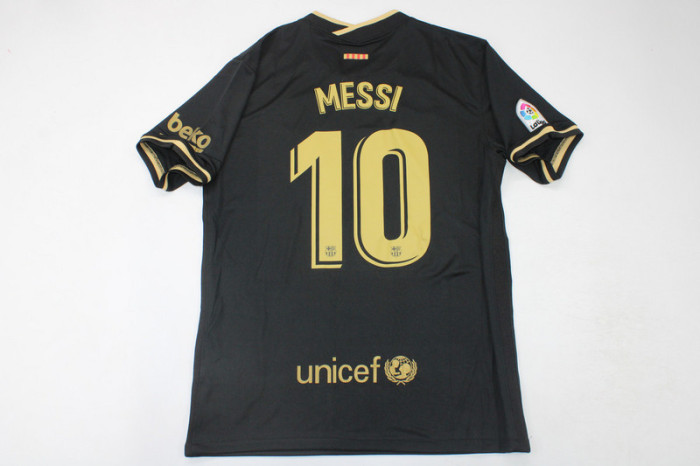 with Laliga Patch Retro Jersey 2020-2021 Barcelona MESSI 10 Away Black Soccer Jersey Vintage Football Shirt