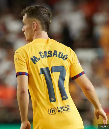 with new Sponor Logo Barca Camisetas de Futbol Fan Version 2024-2025 Barcelona M. Casadó 17 Away Yellow Soccer Jersey