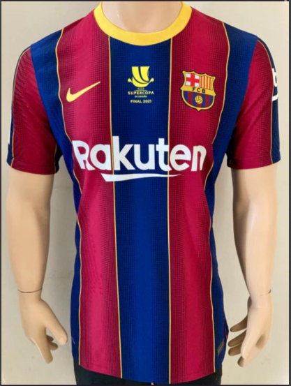 with Supercopa Front Lettering Retro Jersey 2020-2021 Barcelona Home Soccer Jersey Vintage Football Shirt