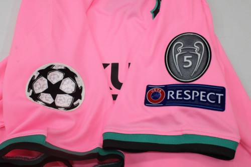 with UCL Patch Retro Jersey 2020-2021 Barcelona Third Away Pink Soccer Jersey Vintage Football Shirt