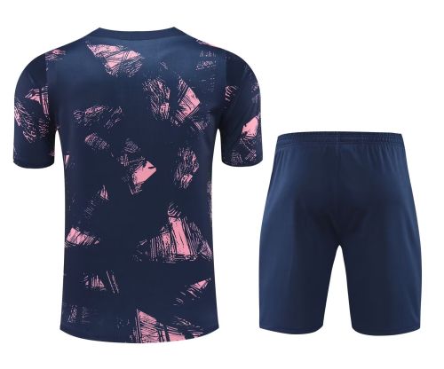 Adult Uniform 2025-2026 PSG Dark Blue/Pink Soccer Training Jersey and Shorts Football Kits
