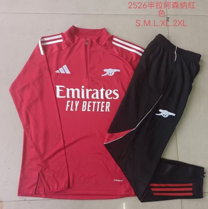 2025-2026 Arsenal Red Soccer Training Sweater and Pants Football Kit