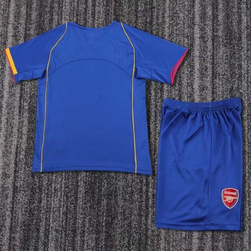 Retro Youth Uniform Kids Kit 2004-2005 Arsenal Away Blue Soccer Jersey Shorts Vintage Child Football Set