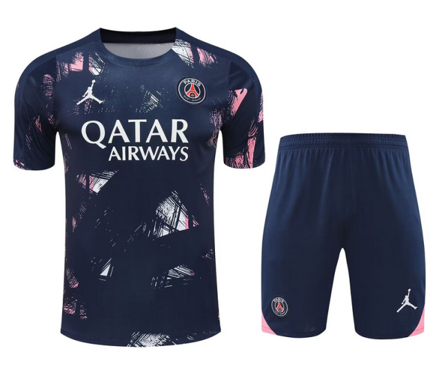 Adult Uniform 2025-2026 PSG Dark Blue/Pink Soccer Training Jersey and Shorts Football Kits