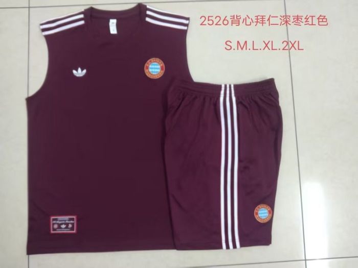 Adult Uniform 2025-2026 Bayern Munich Red Soccer Training Vest and Shorts Football Set