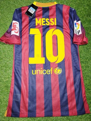 with Big LFP+马 Patch Retro Jersey 2013-2014 Barcelona MESSI 10 Home Soccer Jersey Vintage Football Shirt