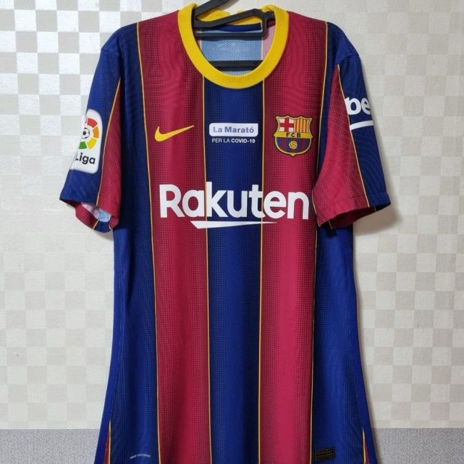 with Laliga+Beko+La Marato PER LA COVID-19 Retro Jersey 2020-2021 Barcelona Home Soccer Jersey Vintage Football Shirt