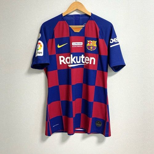 with Champions+Laliga Patch La Marato MALALTIES MINORITARIES Retro Jersey 2019-2020 Barcelona Home Soccer Jersey Vintage Football Shirt