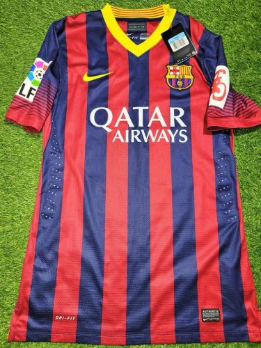 with Big LFP+马 Patch Retro Jersey 2013-2014 Barcelona MESSI 10 Home Soccer Jersey Vintage Football Shirt