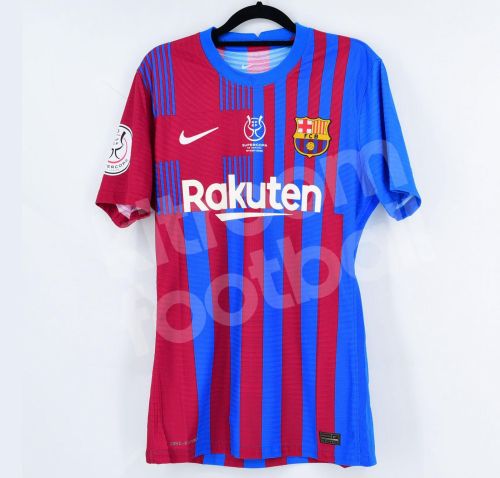 with Supercopa Front Lettering+Supercopa Patch Retro Jersey 2021-2022 Barcelona Home Soccer Jersey Vintage Football Shirt