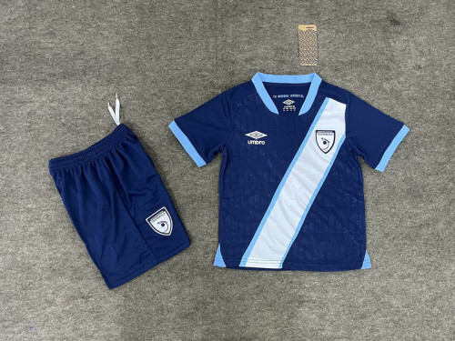 Youth Uniform Kids Kit 2025 Guatemala Away Dark Blue Soccer Jersey Shorts Child Football Set