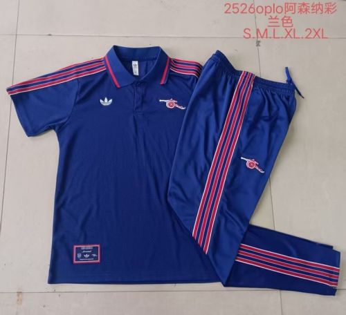 Retro Model Adult Uniform 2025-2026 Arsenal Dark Blue Soccer Polo and Pants Football Set