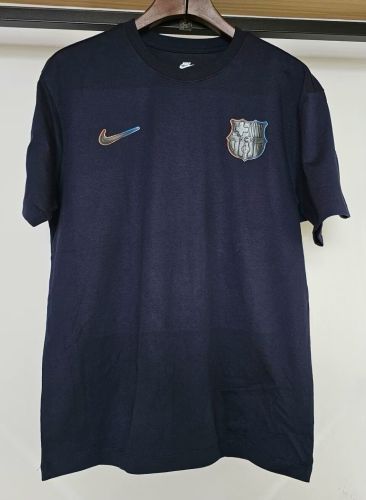 Barca Camisetas de Futbol Fans Version 2025-2026 Barcelona Black Cotton Soccer T-shirt